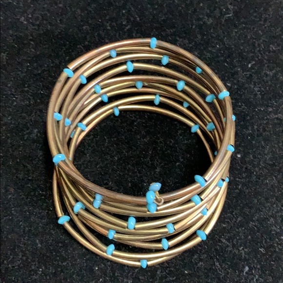 Bronze Turquoise cuff bracelet - Picture 2 of 4